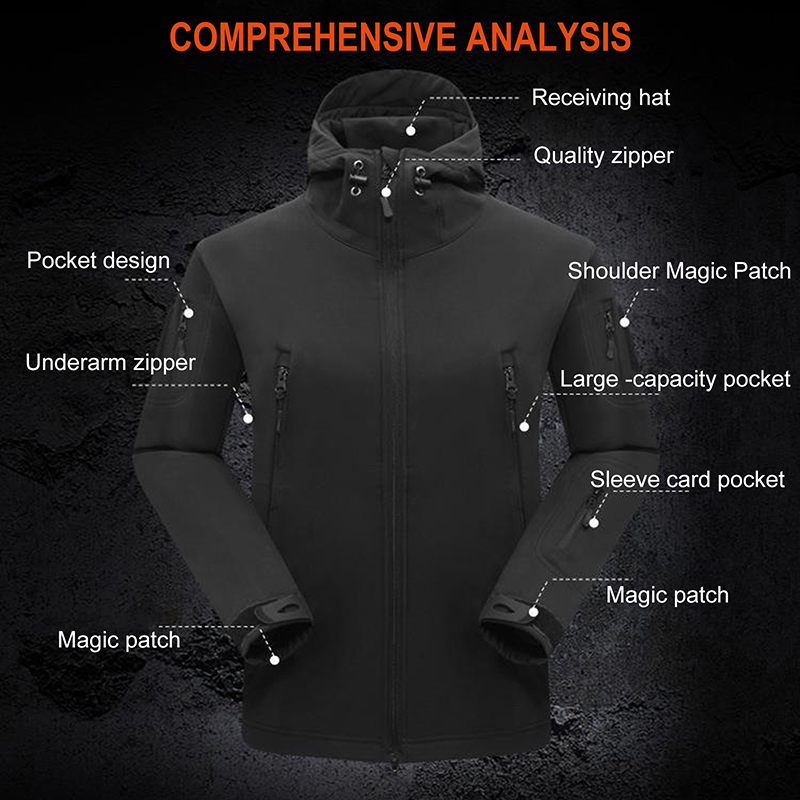 Outdoor Men Loose Tactical Hoo - Windproof Jacket Softshell ulasan dan harga