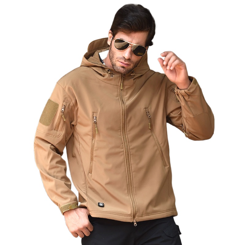 Outdoor Men Loose Tactical Hoo - Windproof Jacket Softshell ulasan dan harga