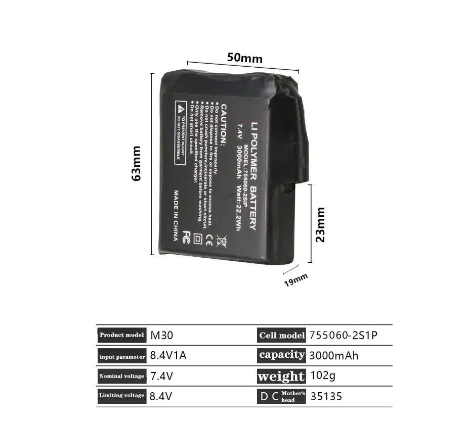 Heated Glove Battery 7.4V 3000 - Heated Insole Rechargeable ulasan dan harga