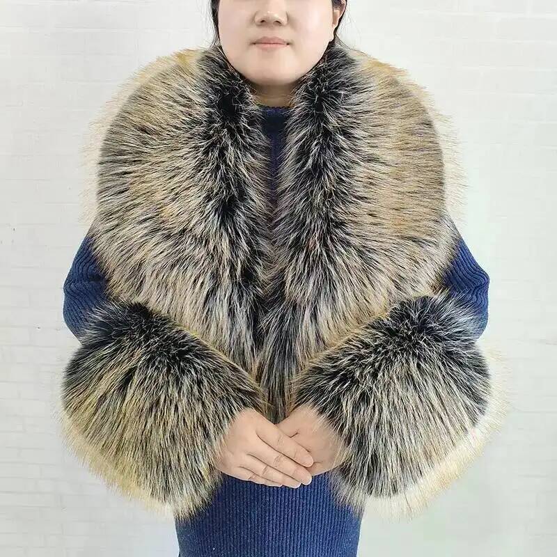 Large Women Faux Fox Fur Scarf - Winter Clothing Items ulasan dan harga