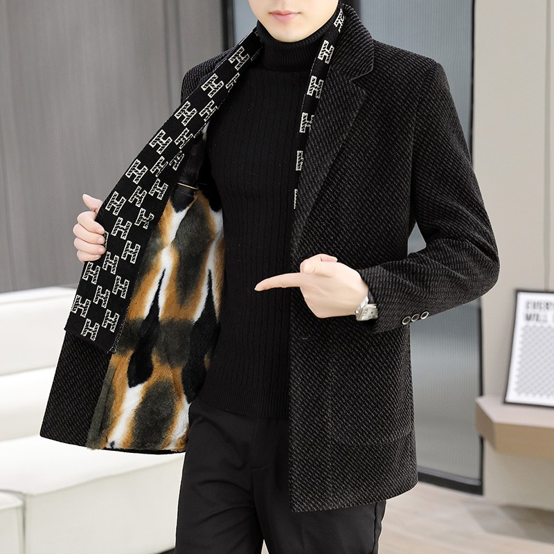 Mens Woolen Scarf collar Jacke - Jack Winter Clothing ulasan dan harga