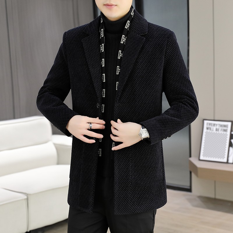 Mens Woolen Scarf collar Jacke - Jack Winter Clothing ulasan dan harga
