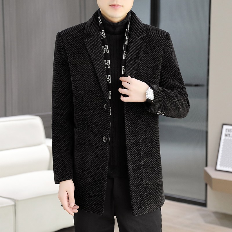 Mens Woolen Scarf collar Jacke - Jack Winter Clothing ulasan dan harga