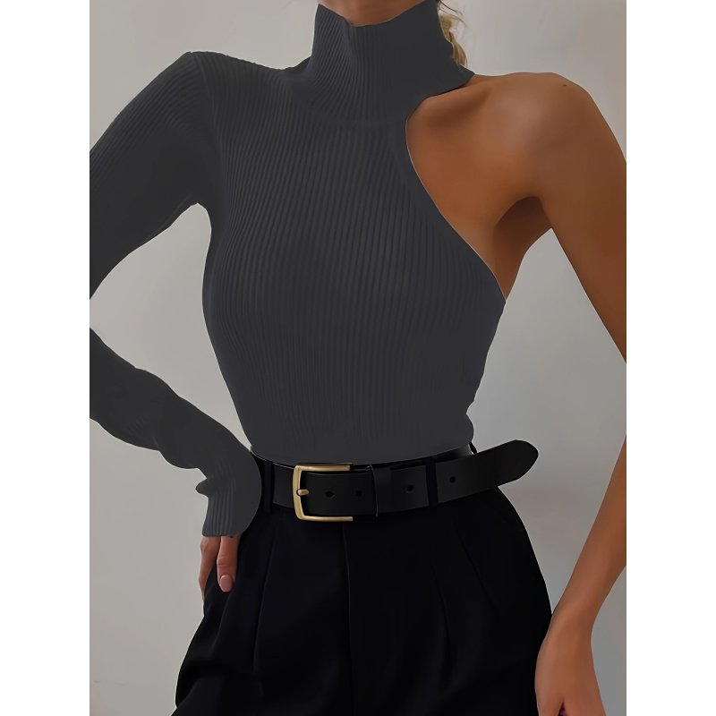Solid Asymmetric One Shoulder  - Winter Clothing For Woman ulasan dan harga