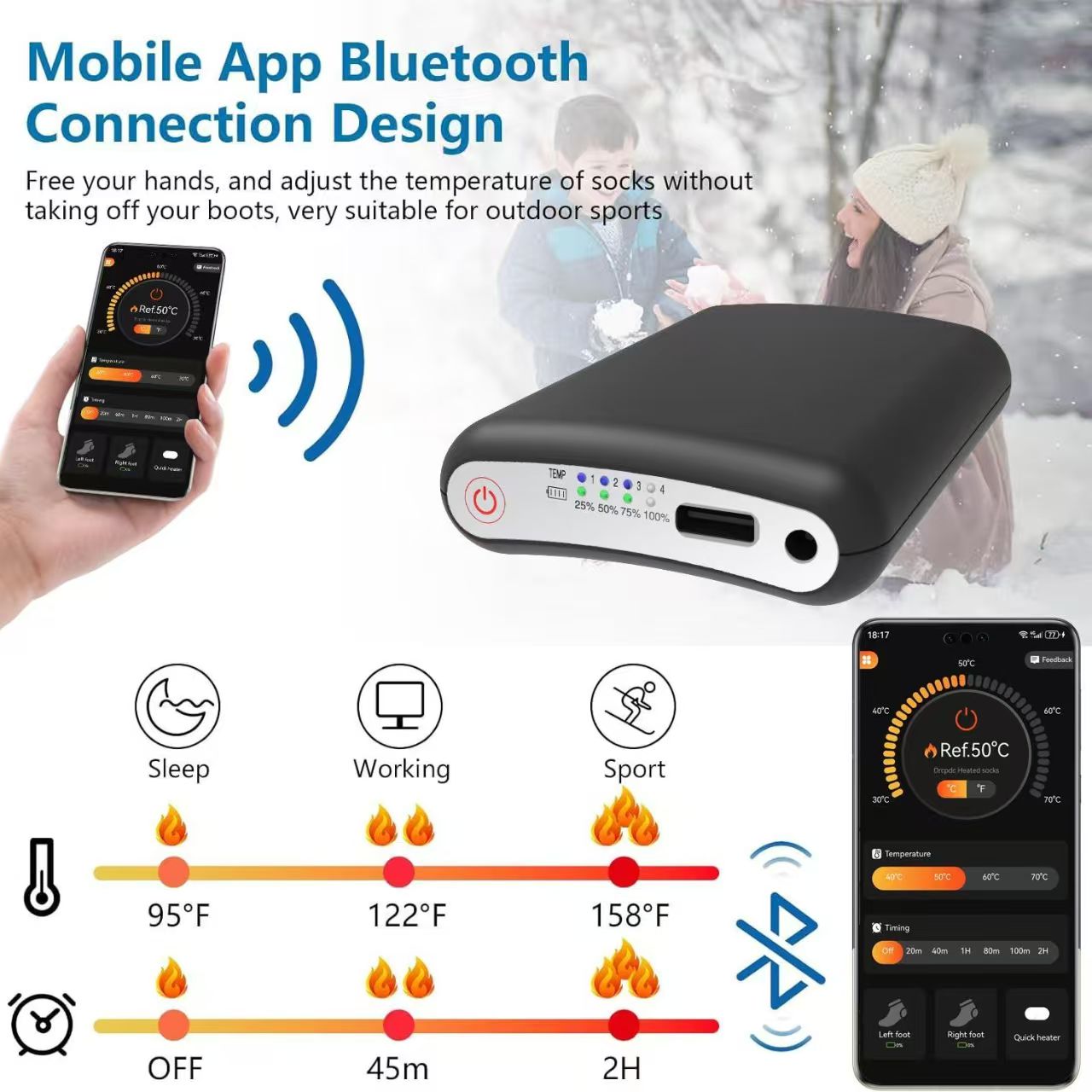 Durable 5000mAh 5V Battery APP - Heated Insole Rechargeable ulasan dan harga